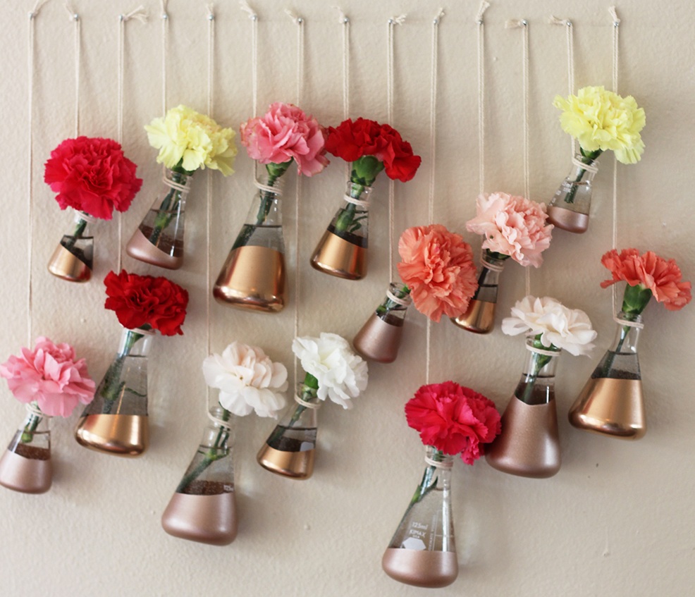 DIY Copper Hanging Bud Vases